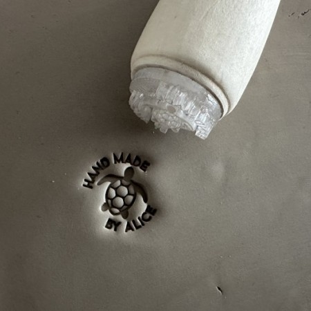 Personalized Pottery Stamp with Turtle