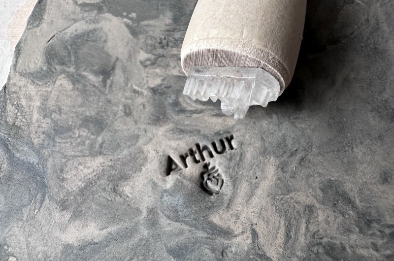Personalized Pottery Stamp first name and Vendée heart