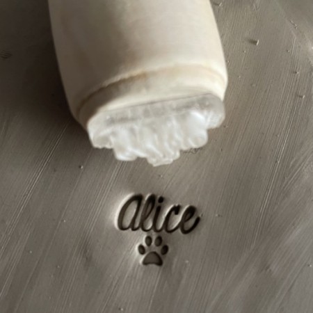 Personalized Pottery Stamp first name and paw