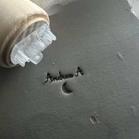 Personalized Pottery Stamp first name and moon