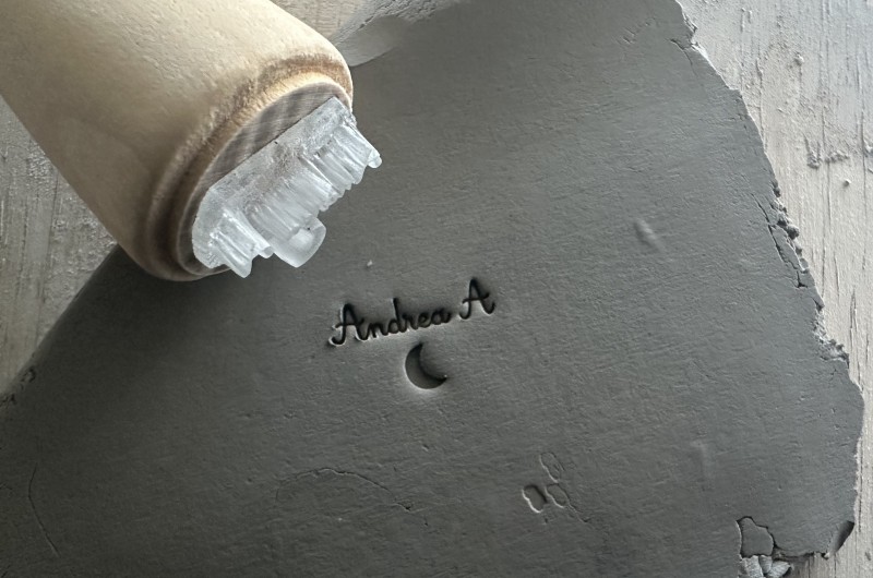 Personalized Pottery Stamp first name and moon