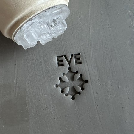 Personalized Pottery Stamp first name and Occitan cross