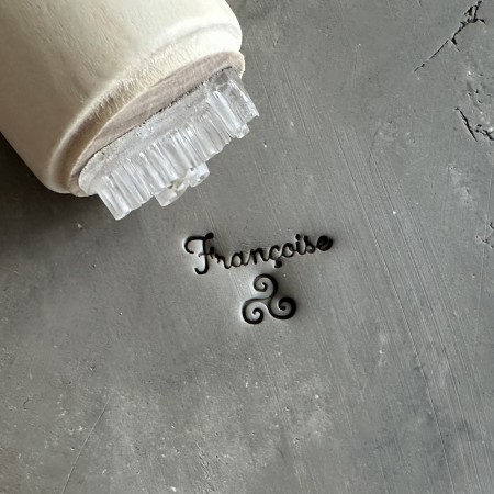 Personalized Pottery Stamp first name and Triskel
