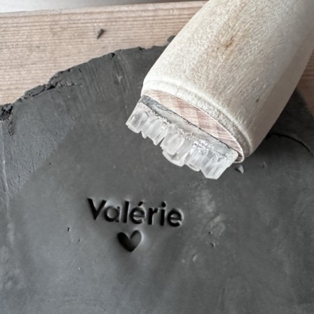 Personalized Pottery Stamp first name and heart