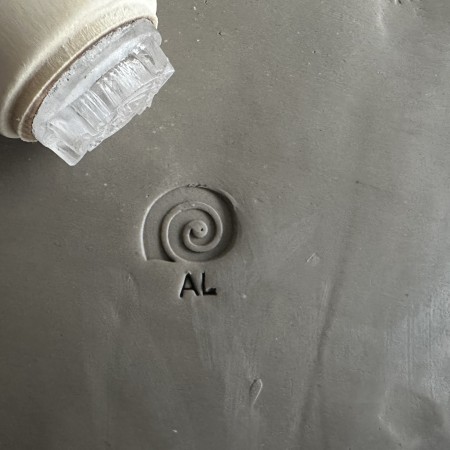 Personalized pottery stamp with initials and bee