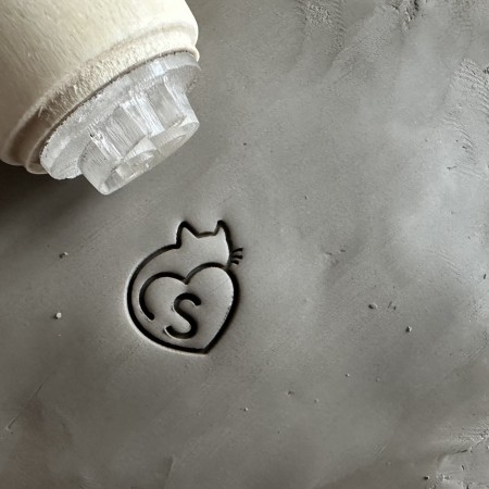Personalized Cat Pottery Stamp with letter