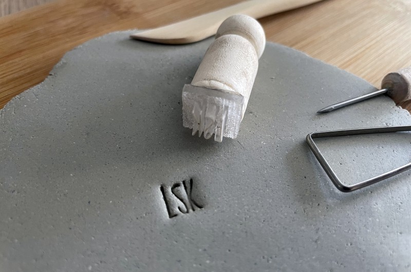 Personalized pottery stamp initials
