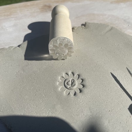 Personalized Daisy Pottery Stamp with letter