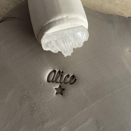 Personalized Pottery Stamp first name and star