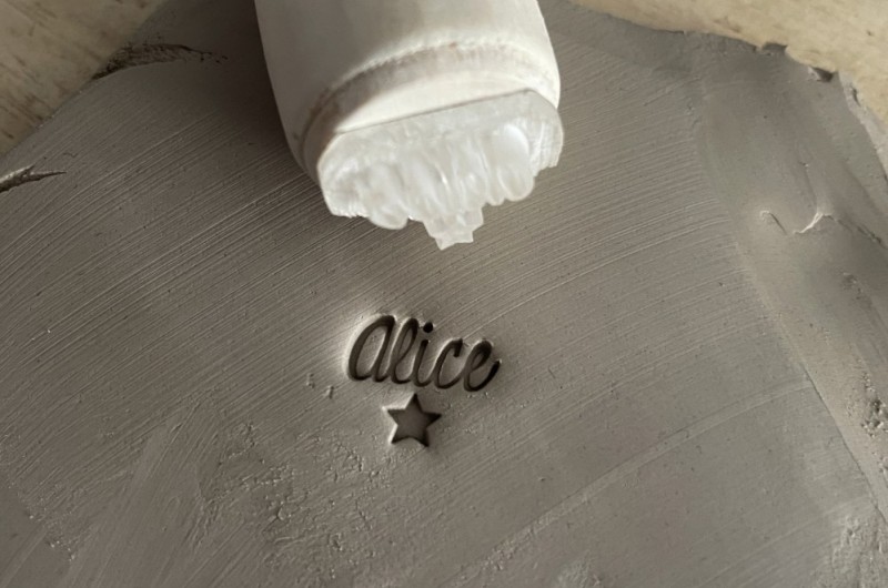 Personalized Pottery Stamp first name and star