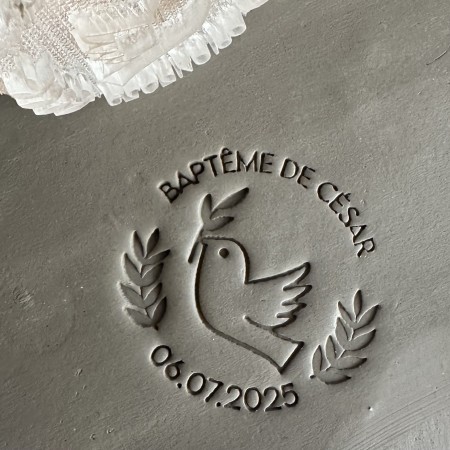 Personnalized Ceramic Dove Stamp for Baptism