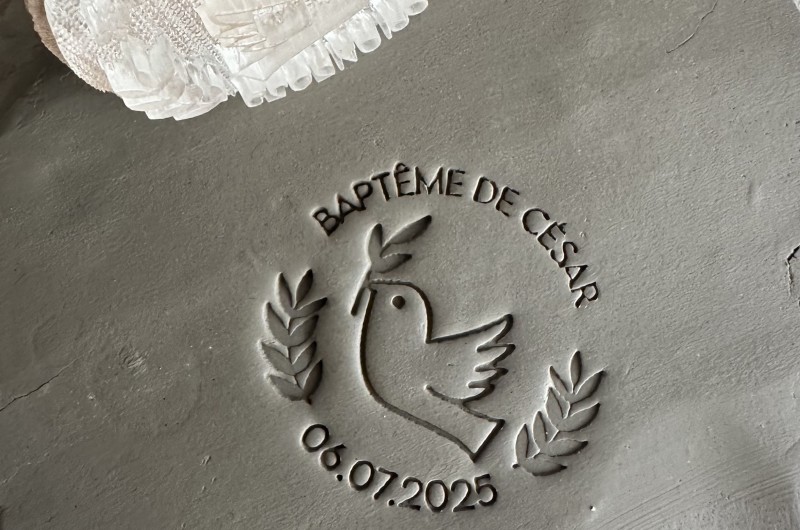Personnalized Ceramic Dove Stamp for Baptism