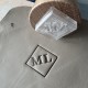 Personalized pottery stamp with initials and square