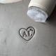 Personalized pottery stamp with initials and starry heart