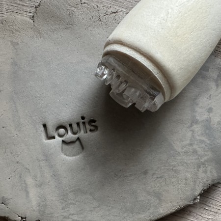 Personalized Pottery Stamp first name and cat