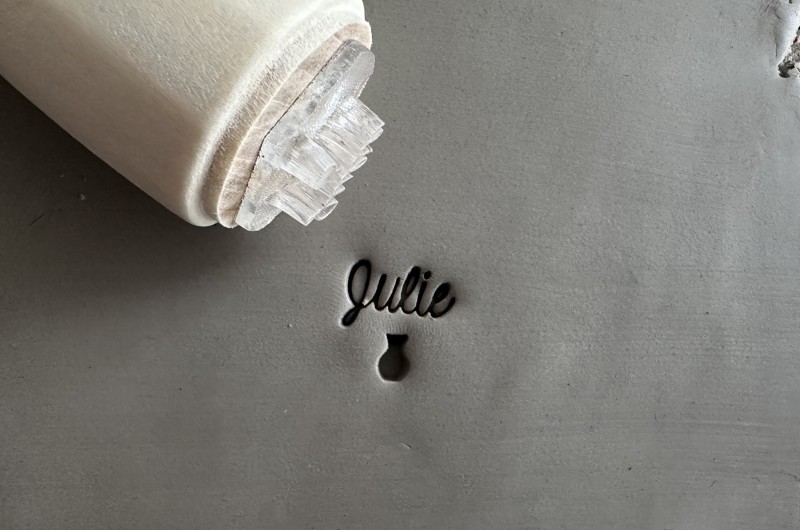 Personalized Pottery Stamp first name and jar
