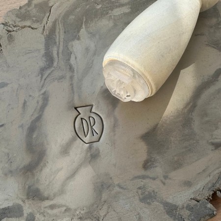 Signature stamp for pottery jar and initials