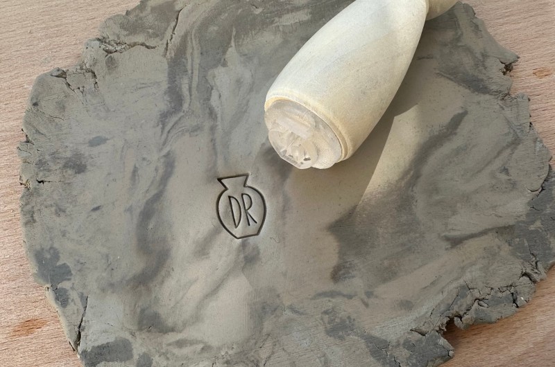 Customized Pottery Stamp Jar and Initials