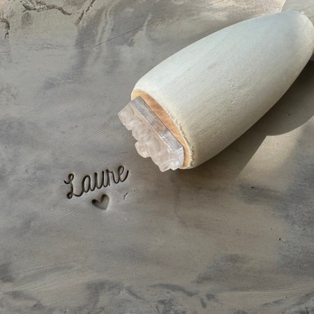 Personalized Pottery Stamp first name and heart