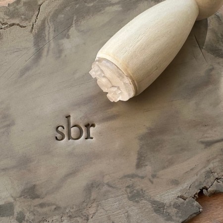 Personalized pottery stamp script initials