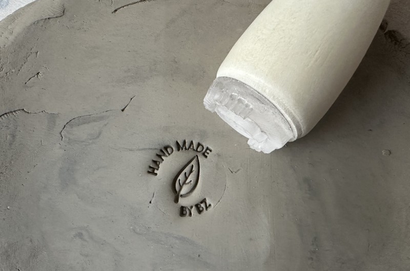Personalized Pottery Stamp with leaf