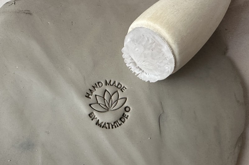 Personalized Pottery Stamp with Lotus