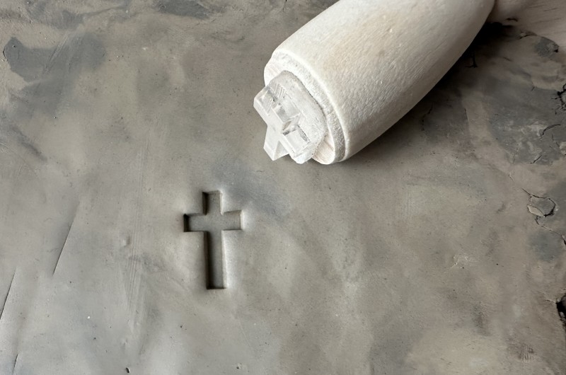 Christian Cross Pottery Stamp