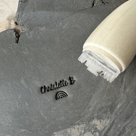 Personalized Pottery Stamp first name and rainbow