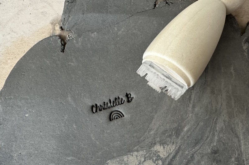 Personalized Pottery Stamp first name and rainbow