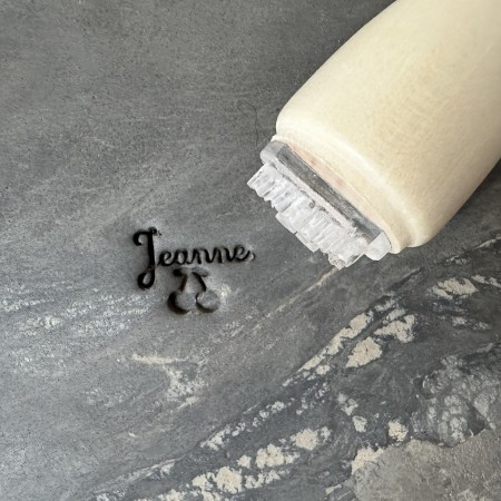 Personalized Pottery Stamp first name and cherry