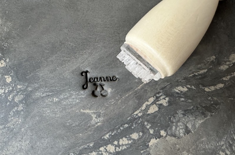 Personalized Pottery Stamp first name and cherry