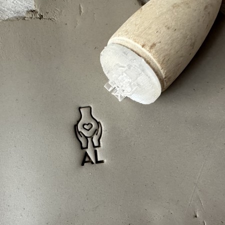 Personalized Pottery Stamp Vase and Initials