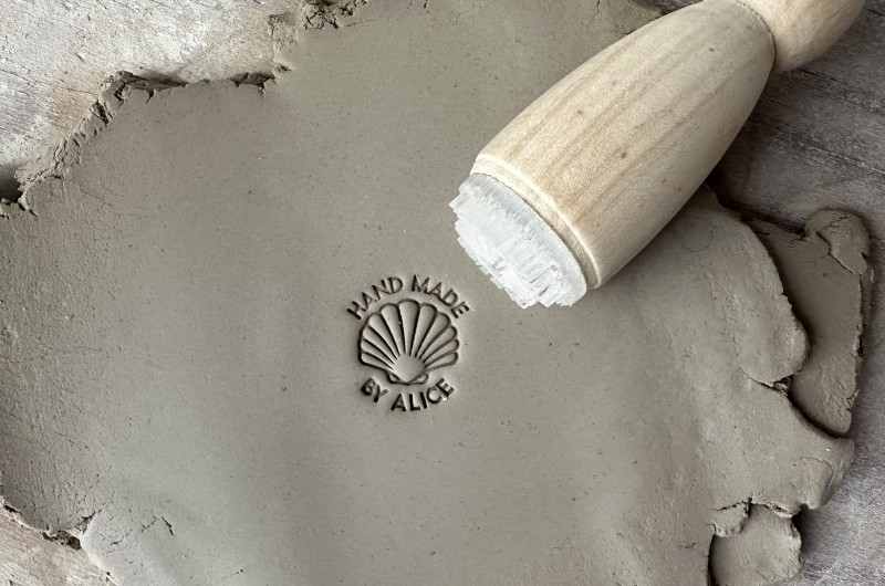 Personalized Pottery Stamp with Seashell