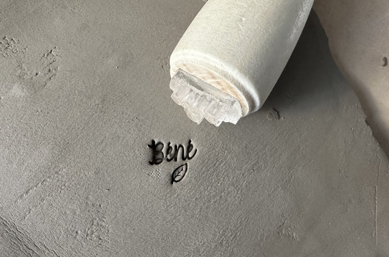 Personalized Pottery Stamp first name and leaf