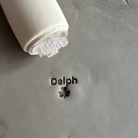 Personalized Pottery Stamp first name and clover