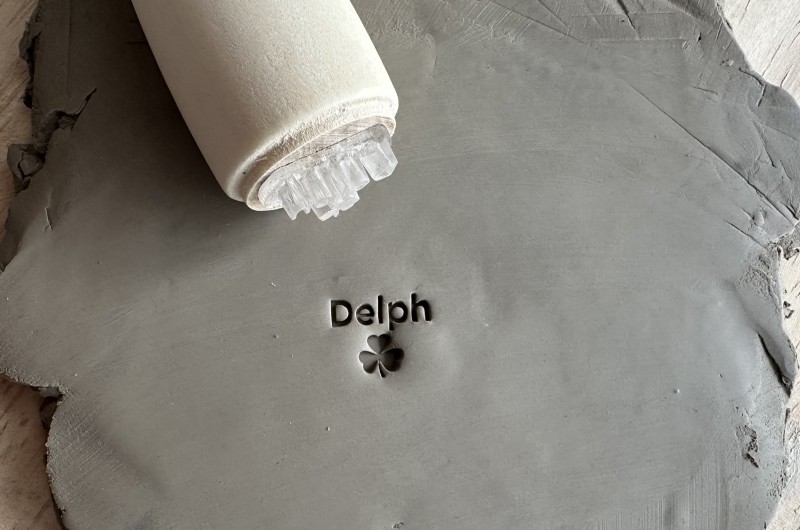 Personalized Pottery Stamp first name and clover