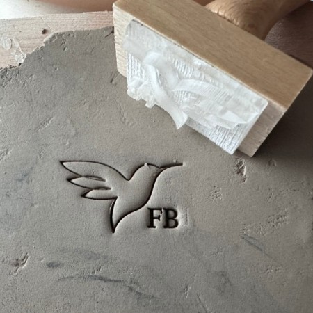 Hummingbird Pottery Stamp with initials